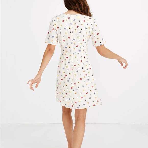 Madewell Orchard Flutter Sleeve Mini Dress Confetti Floral‎ White Cream Size 2 - Picture 3 of 13